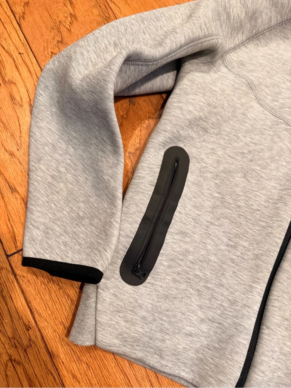 Nike Tech Light Grey Full-Zip Hooded Jacket with Black Accents